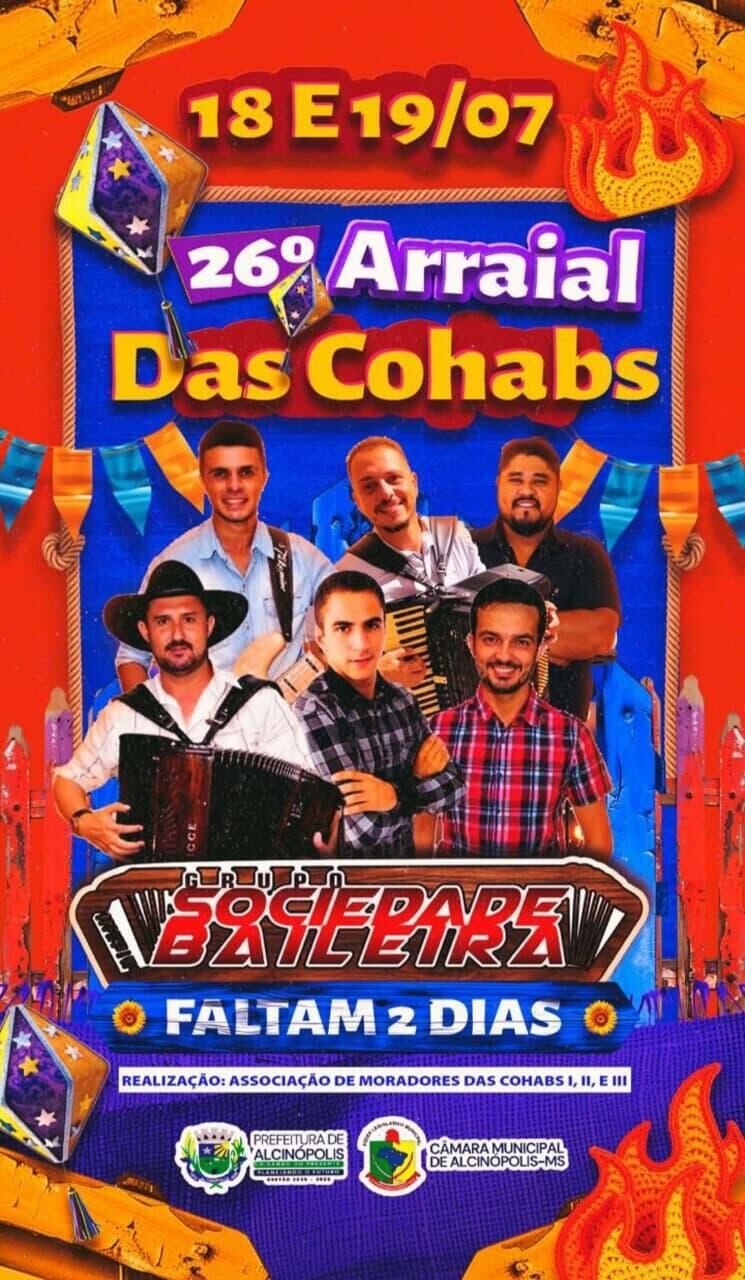 Imagem de compartilhamento para o artigo 26º Arraial das Cohabs começa nesta sexta em Alcinópolis, com comidas típicas e shows regionais da MS Todo dia